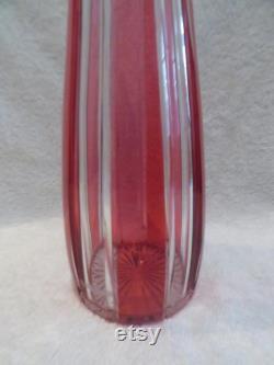 Beautiful wine carafe from the crystal rhine of St. Louis lined ruby (1930 French crystal rhine wine decanter)