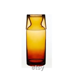 Bedside Water Carafe Glass Set with Tumbler 700ml, Amber Colour All in One Carafe Cup Set Pitcher Jug