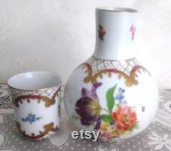 Bedside Water Carafe Tumbler and Cup Elios Italy Hand Painted Peint Main H F Vintage