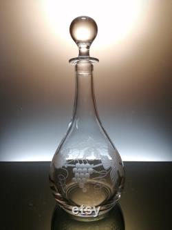 Belgian Val Saint Lambert crystal carafe grapes