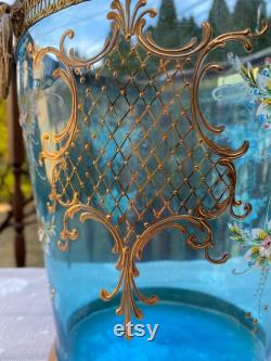 Bohemian Carafe Vase Ice BucketGold and Enameled Decor Moser Style