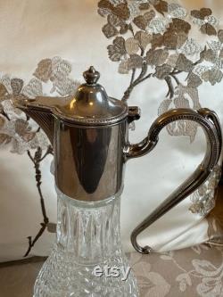 Carafe British stunning piece in Crystal and Silver Sheffield Very Elegant and Chic