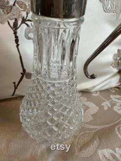 Carafe British stunning piece in Crystal and Silver Sheffield Very Elegant and Chic