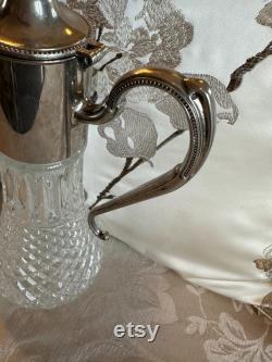 Carafe British stunning piece in Crystal and Silver Sheffield Very Elegant and Chic