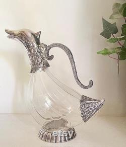 Carafe Pewter and Glass Duck H 25cm