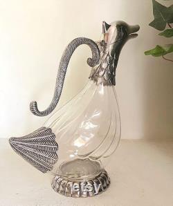 Carafe Pewter and Glass Duck H 25cm