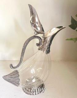 Carafe Pewter and Glass Duck H 25cm