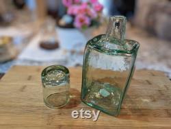 Carafe and Glass Set, Whiskey Glass Set, Bathroom or Bedside Water Carafe with Drinking Glass, Recycled Glass