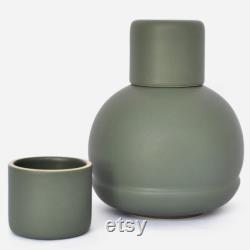 Carafe with Two Cups Green small- Mexican Ceramics, Handmade design carafe and cup