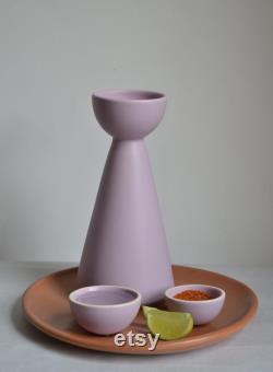 Carafe with Two Cups -Half-Moon Lilac Mexican Ceramics