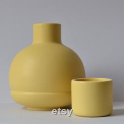 Carafe with Two Cups Yellow small- Mexican Ceramics, Handmade design carafe and cup