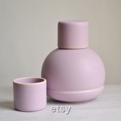 Carafe with Two small LILAC Cups Mexican Ceramics