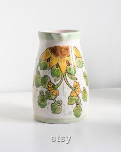 Ceramic Jug with Sunflowers Decor, Handmade Jug, Decorative Pitcher, Cottagecore Style, Vintage Jug Vase Decor, Farmhouse Kitchen