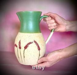 Ceramic Pitcher, Water Jug, Ceramic Carafe, Large Pottery Pitcher, hand paint vase, Ceramic Vase, green Pitcher, Juice Jug, handmade pitcher