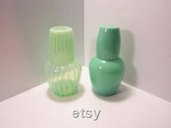 Choose Fenton Stripe or Morgantown Trudy Uranium Glass Tumble Up Carafe