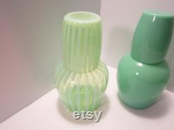 Choose Fenton Stripe or Morgantown Trudy Uranium Glass Tumble Up Carafe