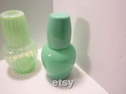 Choose Fenton Stripe or Morgantown Trudy Uranium Glass Tumble Up Carafe