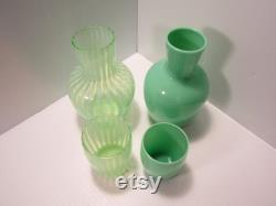 Choose Fenton Stripe or Morgantown Trudy Uranium Glass Tumble Up Carafe