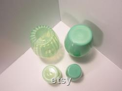 Choose Fenton Stripe or Morgantown Trudy Uranium Glass Tumble Up Carafe