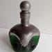 Chunky And Heavy Glass Green Glass And Pewter Carafe Wine Decanter With Stopper.