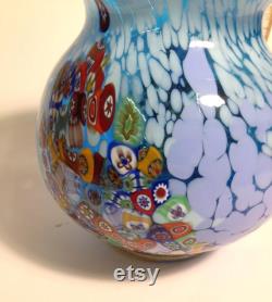 Colored carafe with Murano glass murrina, produced from a prestigious furnace accompanied by an original certificate of authenticity.