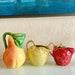 Combo Of 3 Vintage Ceramic Fruit Carafes Pear Apple Strawberry