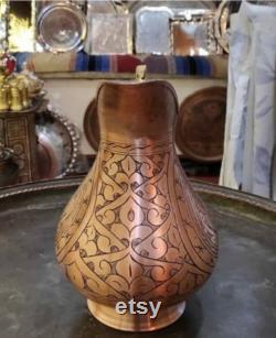 Copper Carafe,Handcrafted Copper Pitcher,Handmade Water Jug,Carafe,Copper Jug