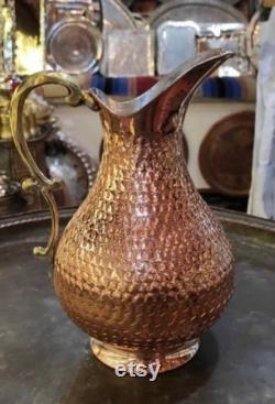 Copper Carafe,Handcrafted Copper Pitcher,Handmade Water Jug,Carafe,Copper Jug, Gift For Her