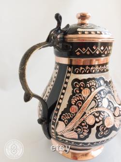 Copper Water Bottle, carafe,bedside carafe,wine carafe, juice carafe,Lidded jug,milk jug,gallon jug,vintage jug vase