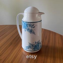 Crown Corning Thermique Carafe, Vintage Coffee Carafe, Floral Blue and White, Vintage Crown Corning