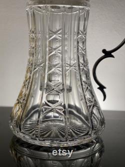 Crystal Pitcher with lid for wine or water or claret Crystal and silverplate decanter Crystal carafe with insert for ice