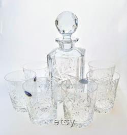 Crystal set of decanter and whiskey glasses Grinder