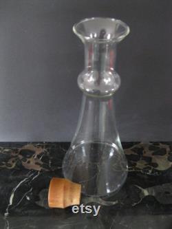 Dansk Carafe Decanter, Clear Glass, Teak Stopper, Designed by Gunner Cyren, 1980's,