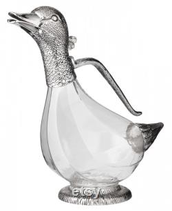 Decanted decanter carafe daisy, precious silver-plated elements, height 26 cm, filling quantity 0.9 liters