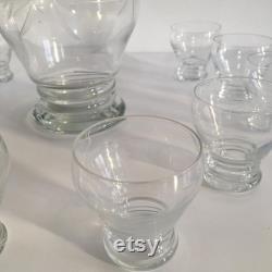 Decanter set 10 vintage glasses