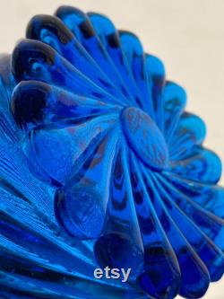 Empoli Genie Bottle Italian Art Glass Swirl Pattern in Blue