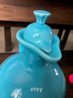 Fiesta Vintage 1930s 40s Era Carafe in Original Turquoise with Cork Stopper Lid Rare Beautiful Excellent Vintage Fiesta Collectible Piece