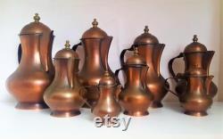 Free Shipping 8 Vintage copper Carafes, Teapor Or Coffee Server Collection Of Carafe Decorative Carafes Fireplace's Decores