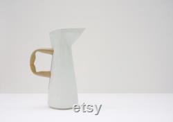 Free shipping Porcelain 1 liter jug with stoneware handle Ceramic jug Tabletop Statement