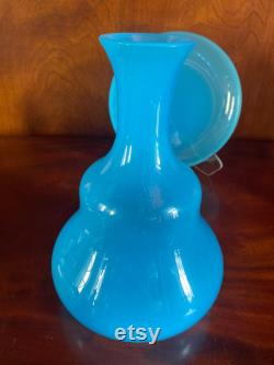 French Blue Opaline Glass Tumble Up Carafe Set