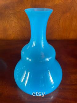 French Blue Opaline Glass Tumble Up Carafe Set