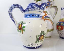 French Faience Jugs Collection Of Vintage French Pottery Quimper Ceramics