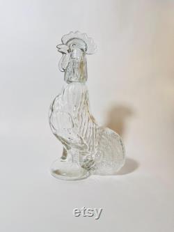 French Glass Rooster Shaped Carafe Unique Rooster Decanter for Barware Charming Farmhouse Decor