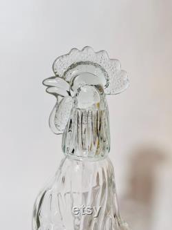 French Glass Rooster Shaped Carafe Unique Rooster Decanter for Barware Charming Farmhouse Decor