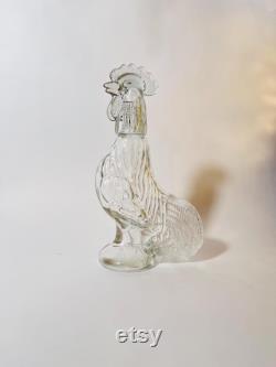 French Glass Rooster Shaped Carafe Unique Rooster Decanter for Barware Charming Farmhouse Decor