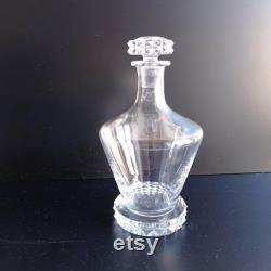 French Saint Louis crystal wine decanter carafe with stopper and makers stamp circa 1930s.