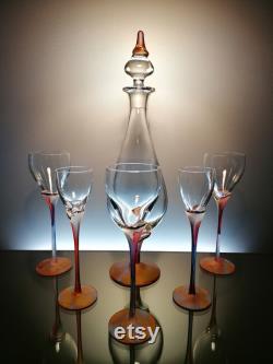 French crystal carafe with glasses Cristal de Paris