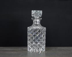 French vintage crystal whiskey decanter, alcohol decanter, crystal diamand cut decor.