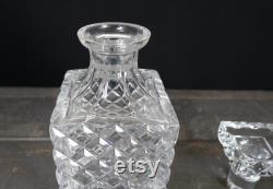 French vintage crystal whiskey decanter, alcohol decanter, crystal diamand cut decor.