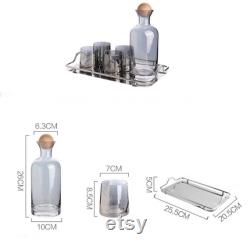 Glass Carafe, Glasses, and Serving Tray